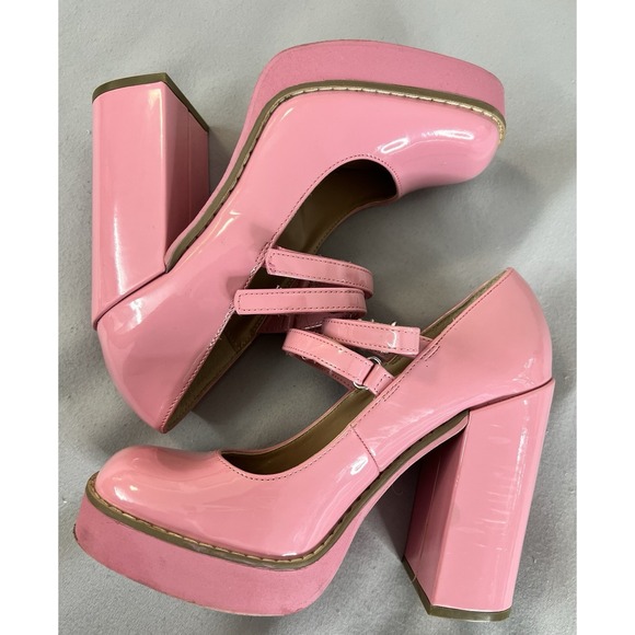 Steve Madden Shoes - STEVE MADDEN Platform Twice Patent Babydoll Mary Jane Chunky Square Heel Sz 6.5‎